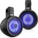 Pyle Bluetooth Waterproof Off-Road Speakers - 8 300W 2-Way Marine Wakeboard Tower Sound System w/LED Light, Full Range Outdoor Stereo Speaker for Car ATV UTV, Jeep, Boat, Includes Brackets (Black)