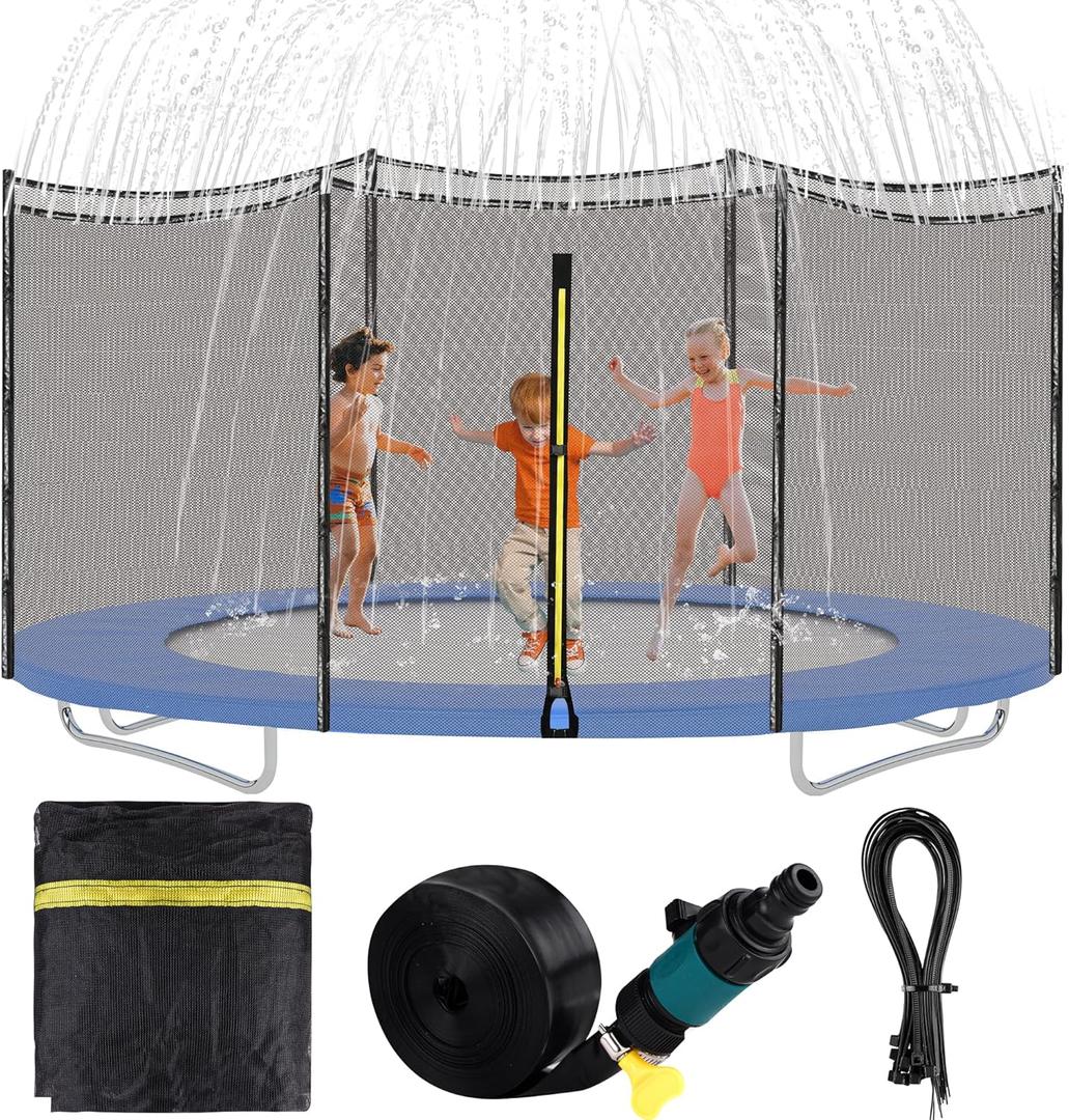 Aodaer Trampoline Net Replacement with Sprinkler 14Ft Safety Enclosure Net Weather Resistant Round Frame Trampoline Net for Round Frame Trampoline