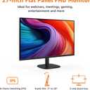 Amazon Basics 27 Inch Monitor, FHD 1080P, 100Hz, IPS, Built-in Speakers, VESA Compatible, USB Ports, Black
