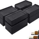 Rectangle Bed Risers, 3 Inch Heavy Duty Adjustable Furniture Risers for Bed, Sofa, Table, and Couch Lift Support Up to 1,300 Lbs (4 Pack-Black) (3 Inch-black(Rectangle))