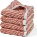 Coral Hand Towels for Bathroom with Herringbone Stripes, Stylish 100% Ctton Hand Towel Set of 4, Ultra Soft and Highly Absorbent, 13 x 28 Inches