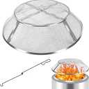 PWSOMJ Fire Pit Spark Screen for Solo Stove Bonfire, 19.5 Inch Bonfire Shield 304 Stainless Steel Detachable Mesh Fire Pit Spark Protector with Grill Function and Removal Tools