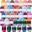 Fabbay 34 Rolls Milk Cotton Yarn for Crocheting and Knitting Soft Rainbow Multi Colored Yarn for Crocheting and Knitting Craft Project
