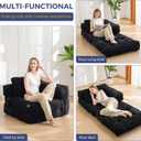 MAXYOYO Folding Sofa Bed, L-Shaped Convertible Sofa with Armrest Foldable Sleeper Bed with Pillow, Portable Fold Out Chair Comfy Floor Lounge for Living Room Bedroom, Black, Single