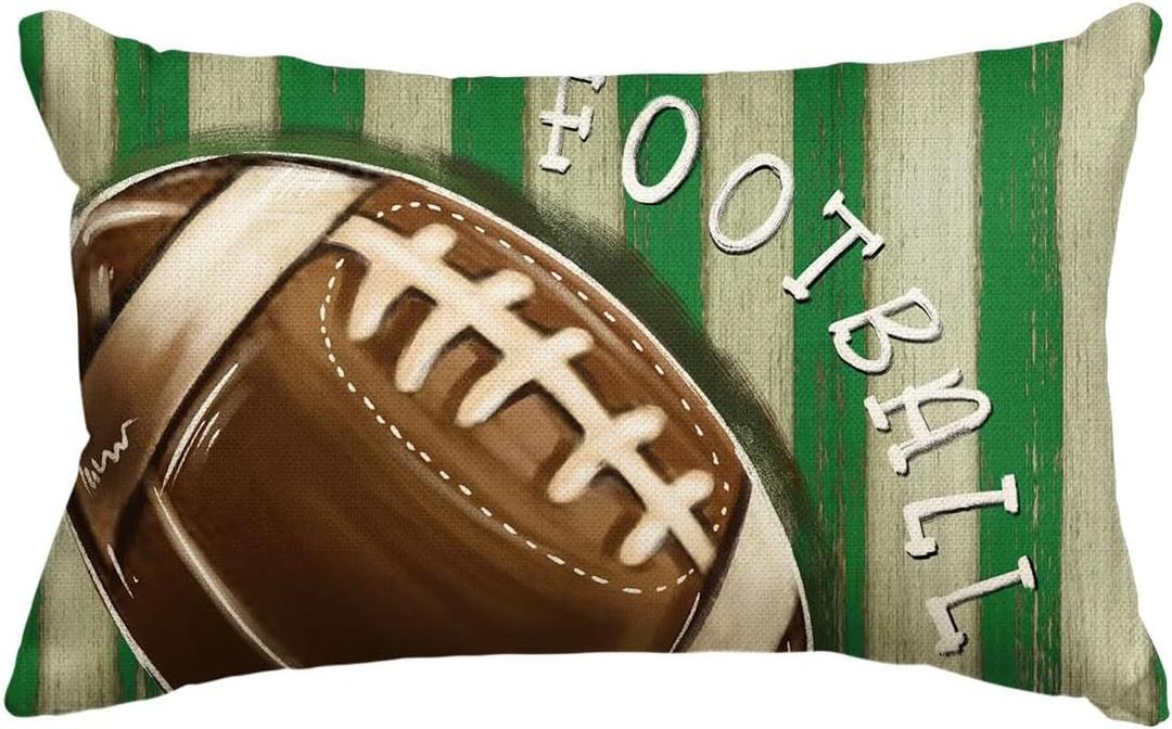 AVOIN colorlife Football Stripes Throw Pillow Cover, 12 x 20 Inch American Football Sports Game Cushion Case Decoration for Sofa Couch