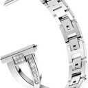 Compatible for Samsung Galaxy Watch 46mm/Gear S3 Bands,Women 22mm Metal Alloy Bracelet Strap Replacement Wristband for Samsung Galaxy Watch 46mm,Gear S3 Classic/Frontier (Silver)