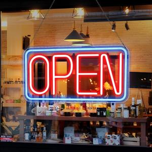 LED Open Sign for Business 16x 9, USB Powered Light with Adjustable Brightness, ON/OFF Switch for Bars, Cafes, Hotels, Restaurants, Barbershops, Supermarkets