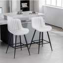 White Bar Stools Set of 2, 24 Inch Barstool with Fabric Upholstery, Large (Missing Leg, parts only)