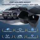 Cup Holder Insert for Hyundai Santa Fe 2026 2025 2024, Interior Accessories Center Console Slicone Cup Holder Cover Liner for Hyundai Santa Fe 2024-2026, Black