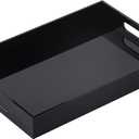 Black Oversize Acrylic Serving Tray with Handles 12x20 Inch -Spill Proof- Decorative Trays Countertop Organizer for Ottoman,Nightstand, Sidetable, Butler (12X20 Inch, Black)