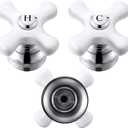 Enhon 2 Pcs Handle Set, Cross Arm Handle Compatible with Price Pfister Shower Valve, Hot and Cold, Fits 12 Point Broach Stem, Chrome Finish White