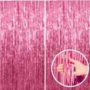 2 Pack Pink Backdrop Party Decorations Tinsel Curtain Party Backdrop Foil Fringe Birthday Decorations Photo Booth Streamer Backdrop Pink Theme Bachelorette Graduation Decor