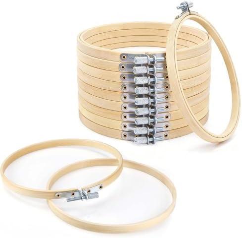 20 Pieces 6 Inch Embroidery Hoops Adjustable Wooden Circle Cross Stitch Hoop Ring for Embroidery, Art Craft Handy Sewing and Christmas Decoration