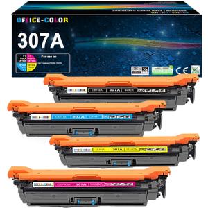 307A Black Cyan Magenta Yellow Toner Cartridge 4 Pack Works with HP Color Professional CP5225, CP5225n, CP5225dn Printer Toner, CE740A/307A
