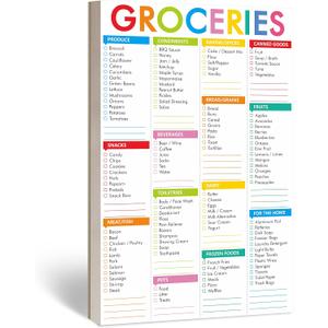 90 Sheets Fastcheck Grocery List Magnet Pad, 110 Printed Common Food for Fridge and Blank Grocery Shopping Spaces for Home. Size 6x 9 (Colored)