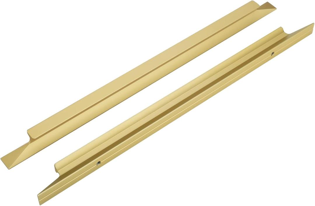 Peaha 5 Pack Gold Edge Pulls for Cabinets 7-1/2 Inch Tab Handles for Kitchen Brushed Brass Cupboard Hardware