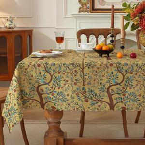 Rectangle Waterproof Tablecloth Linen Textured Table Cloth,Stain and Wrinkle Resistant Washable Fabric Table Cover for Dining, Party, Camping and Outdoor, 52 x 70 Inch, Trees