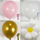 145PCS Pink White Gold Balloon Arch Garland Kit with Daisy Balloons for Winter Onederland Party Backdrop, Christmas Baby Shower, Girl Birthday Decoration, Baptism Arch, Bridal Shower