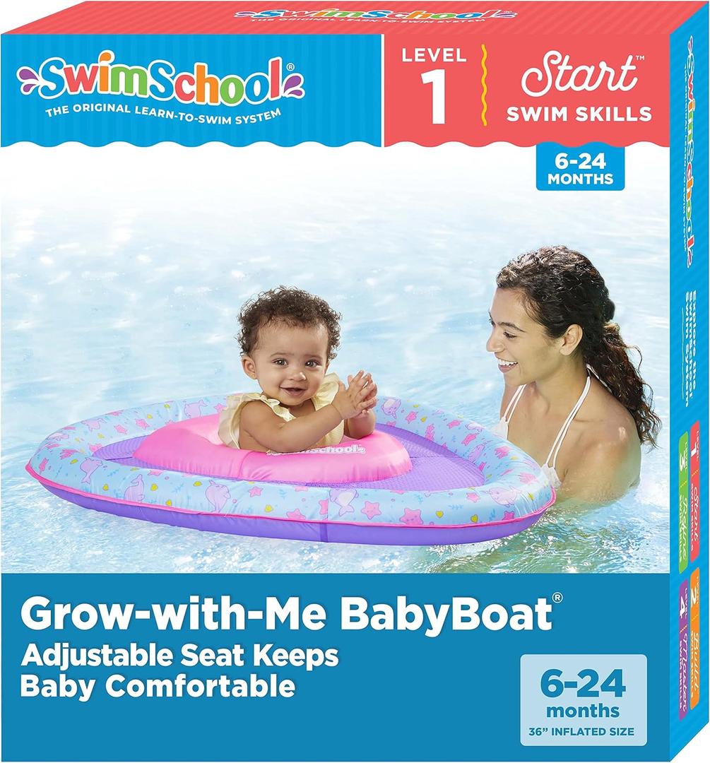 SwimSchool Infant Baby Pool Floats, Free Swimming, Super Buoyant  Ages 6-24 Months  Multiple Colors/Styles  Adjustable Canopies and Seats, Splash & Play Baby Floaties (Lil Narwal)