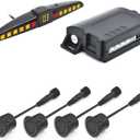 Promata PS02 Car Rear Parking Sensor Kit with Display,4 58KHz OE Standard Sensors,Auto Tow-Bar Recognition and Self Test Function,Detection Range(0~59 inch)