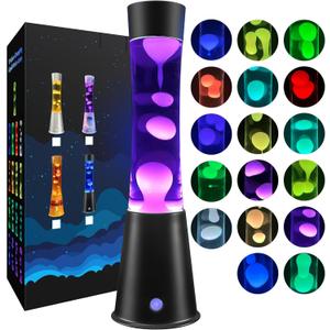 17-Color Changing Liquid Motion Lamp with Remote & Auto Shut-off, Soothing Mood Lamp for Bedroom, Office & Home Decor, 15.5 Inch Large LED Night Light, Unique Gift for Kids,Valentines, Teens & Adults (Jet Black)