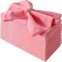Polyester Napkins Set of 12, Pink Washable Reusable Napkins, Perfect for Valentine's Day Wedding, Thanksgiving or Any Holiday