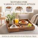 Sintuff 20 Inch Large Square Ottoman Tray, Acacia Wood, 4 Trays in 1