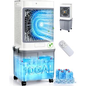 Portable Air Conditioners, Evaporative Cooler 2026 Upgraded Swamp Cooler | Windowless Portable AC Unit Cooling Fan That Blow Cold Air, 10 Gal Water Tank,Ultra Quiet for Indoor,Outdoor,Room,Restaurant