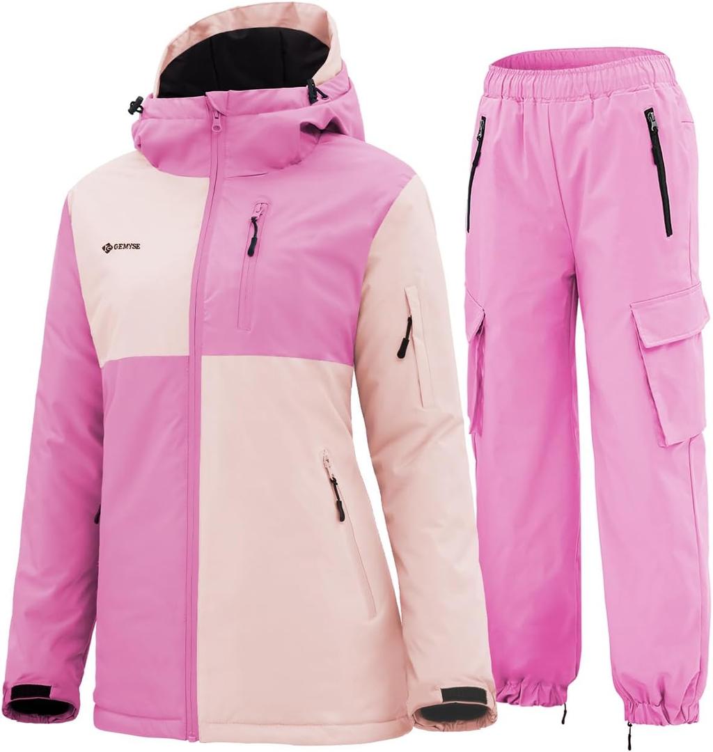 GEMYSE Women's Ski Snow Jackets and Pants Set Windproof Waterproof Snowsuit Warm Winter Snowboarding Insulated Coat (X-Large)