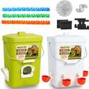 Tgeyd No-Waste Chicken Feeder & Waterer Set, 3 Gallon Automatic Waterer and 15 lb Hanging Feeder for Backyard Chickens, Modern Farmhouse Chicken Coop Essentials