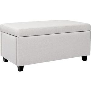 CangLong Upholstered Storage Ottoman and Entryway Bench for Living Room, Set of 1,White, 17.7"D x 35.4"W x 16.5"H