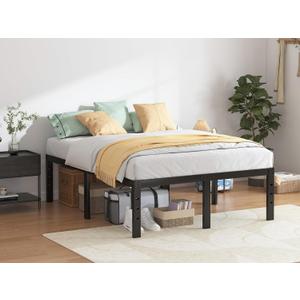 King Size Bed Frame - 18 in Sturdy Platform Bed Frame King, Heavy Duty Metal Bed Frame No Box Spring Needed, Quick & Easy Assembly, No Noise, Black
