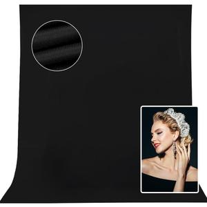 10x8ft Black Backdrop Background for Photography, High Density Polyester Fabric Photo Backdrop Curtain for Portrait Photoshoot, Party and Video