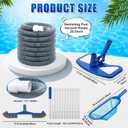 5 Pcs Pool Vacuum Cleaning Kit, Include Hose 1-1/2" x 29.5ft with Swivel Wheel Vacuum Head, Adjustable Pole, 17.5'' Brush, and Skimmer Net for Above Ground & Inground Swimming Pool Cleaning