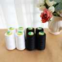 2 x Black & White Sewing Thread, 8PCS 40S/2 3000 Yard Spool Serger Thread, All Purpose Polyester Thread Serger Thread Cones