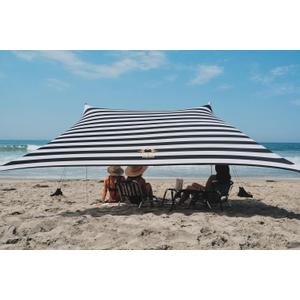 Neso Tents Grande Beach Tent, 7ft Tall, 9 x 9ft, Reinforced Corners and Cooler Pocket (Black/White Stripes)