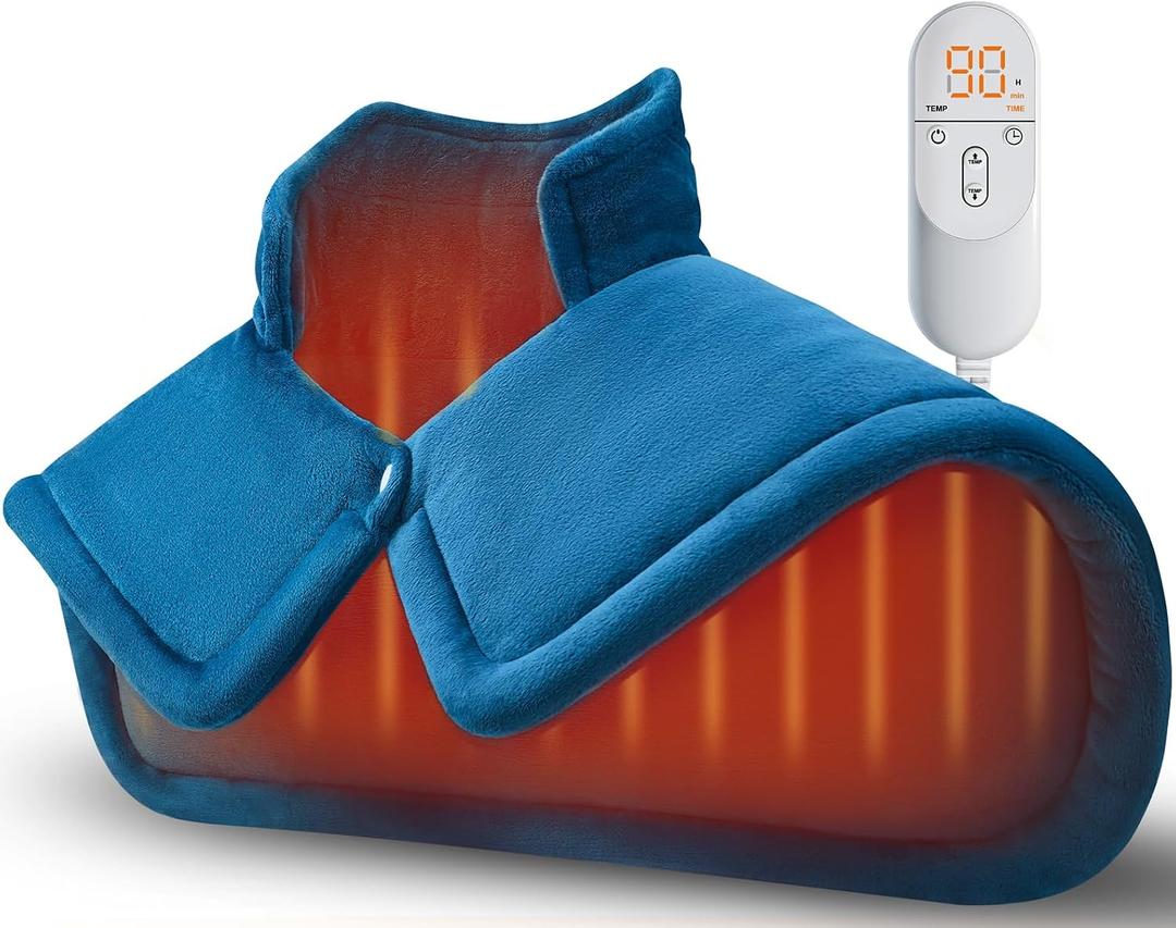 Heating Pad for Neck Shoulders Back, Weighted Heated Wrap, Electric Neck Shoulder Heating Pads 6 Heat Settings 4 Auto-Off,Mothers Day Gifts for Mom, Anniversary Birthday Gifts for Women Men Dad, Blue