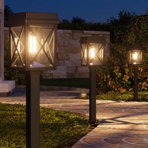 XMCOSY+ Solar Lights Outdoor, 8 Pack 50LM Bright Solar Pathway Lights, IP65 Waterproof 3-in-1 Garden Light for Yard Backyard Driveway Walkway Landscape Path (Warm/Cool White)