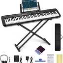88 Key Digital Piano, Electronic Keyboard Piano with Music Stand, Power Supply, Sustain Pedal, Stand, Bluetooth, MIDI, for Beginner Professional at Home, Stage