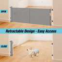 24 Inches Tall Retractable Baby gate for Dogs, Short Pet Gates to Step Over, Extends up to 55" Wide, Reinforced Mesh Doggie Gates for Indoors Outdoors Small Dog Gate for Stairs Puppy Gate (Grey)