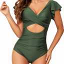 One Piece Swimsuit Women Tummy Control 2024 Bikini Swimsuit Cutout for Women Bathing Suit for Women (Green, M)