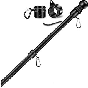 6FT Thickened Flag Pole Heavy Duty Stainless Steel Flag pole mounting Pole of metal,Rustproof for Outdoor/Garden/Yard/Truck/Boat/Wall/Tree (Black)