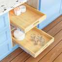 Pull Out Cabinet Organizer, 1PC 15 W x 21 D Soft Close Slide Out Wood Drawer Storage Shelves for Kitchen, Base Cabinet Organization for Pantry, Finished, Heavy-Duty, Bottom Assembly (15W x 21D)