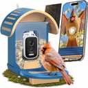 Smart Bird Feeder with Camera, Blue | 2.5K UHD, AI Bird Species Identification, Solar Powered, 2.4G WiFi, IP66 Waterproof Outdoor, Instant Alerts, Gift