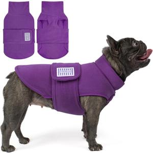 2 x cyeollo Dog Fleece Sweater Turtleneck Coat with Adjustable Strap, Purple S