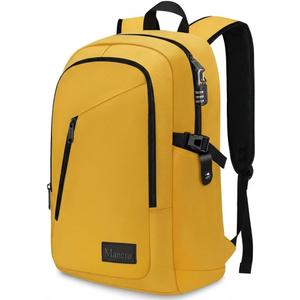 Mancro Travel Laptop Backpack, 15.6 in Anti Theft Backpack for Women Men, Computer Bag Fits 15.6 Inch Laptop and Notebook Backpack Gift, Yellow