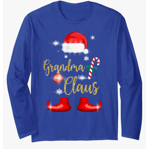 Grandma Santa Claus Funny Family Christmas Pjs for Granny Long Sleeve T-Shirt. M