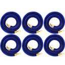 Woanger 6 Pack Velvet Stanchion Rope, 5 Feet Crowd Control Stanchion Ropes Safety Barrier with Gold Plated Hook for Carpet Events Movie Theaters Grand Openings Hotels Party(Blue)