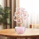 6 inch Rose Quartz Crystal Tree of Life Healing Chakra Tree for Positive Energy, Good Luck Gemstone Money Tree Bonsai Feng Shui Tree for Home Office Desk Decor Reiki Spiritual Gift for Women