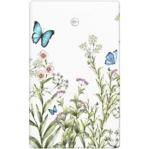 Flower Butterfly Single Blank Light Switch Plates Outlet Covers Decorative Electrical Wall Plate Receptacle Switchplate Decorate Plug Cover For Bathroom Kitchen 4.5 * 2.76 Inch